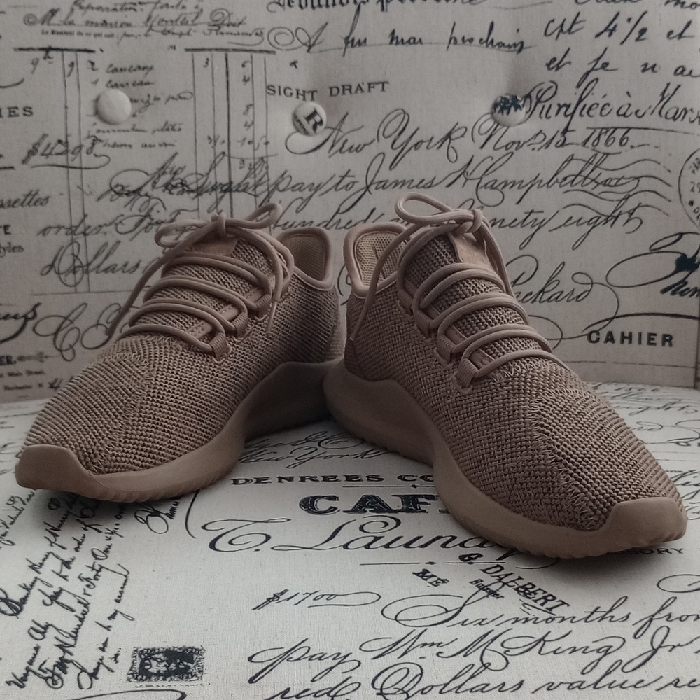 Adidas Men's Tubular Shadow Knit Sneakers, Size 8, Color Tan/Cardboard